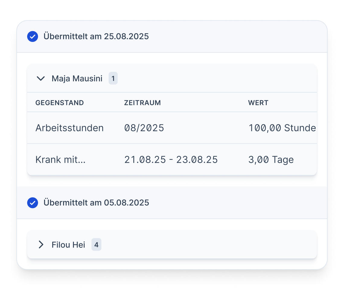 Steuerzentrale mit Bewegungsdaten Vorgängen